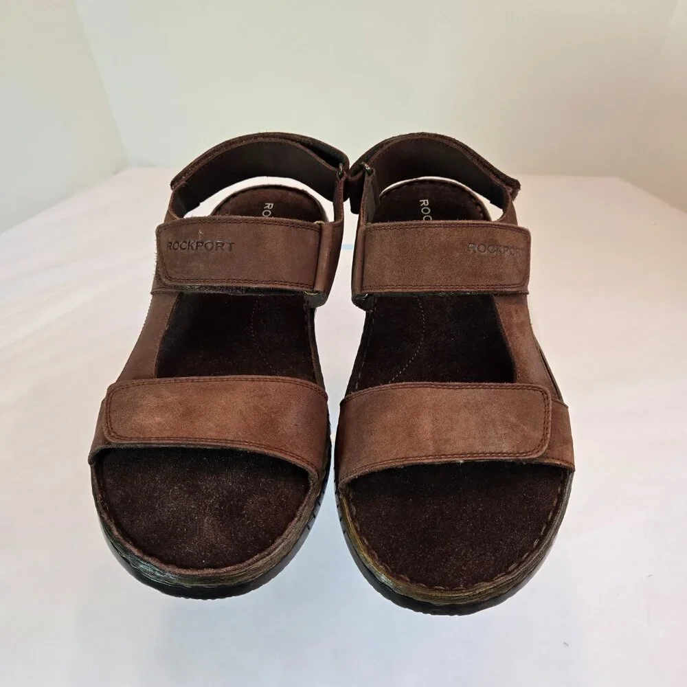 ROCKPORT Men's Jhett Sandals Sz: 8.5 Dark Brown Nubuck